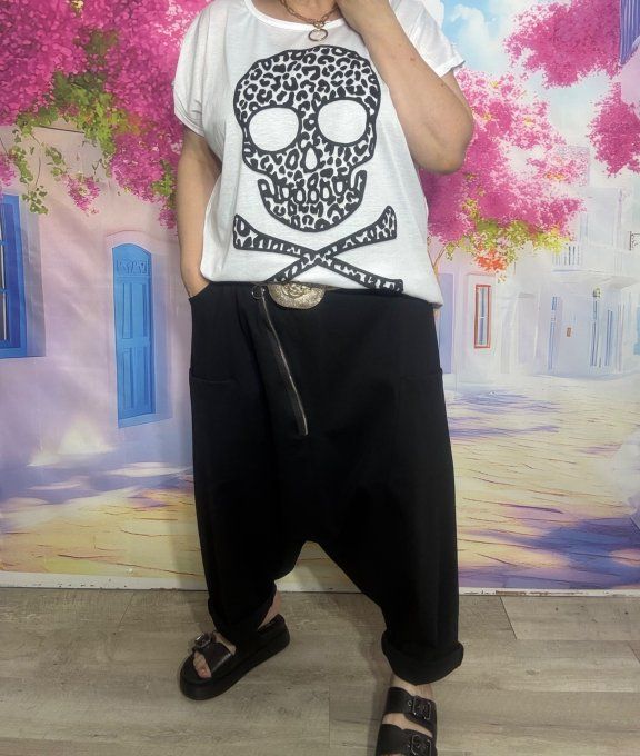 Sarouel ample Punto Milano noir fermeture asymétrique extensible +++ du 40 au 50/52 