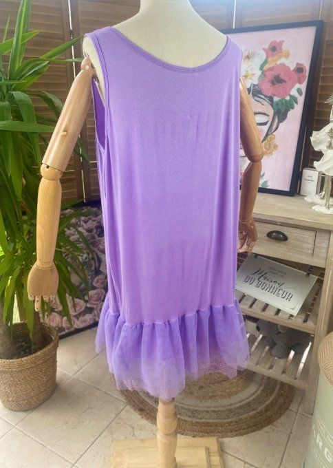 Fond de robe BIS Lilas viscose et dentelle confort +++ du 40 au 50