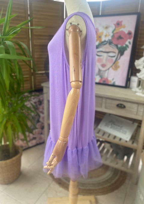 Fond de robe BIS Lilas viscose et dentelle confort +++ du 40 au 50