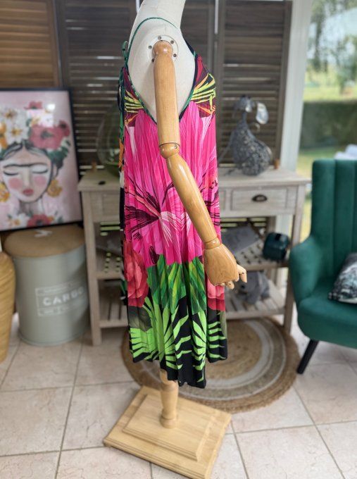 Robe courte plissée bretelles ajustables Jungle Spirit Toucan du 36 au 46