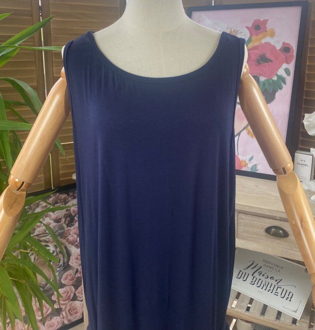 Fond de robe BIS bleu marine viscose et dentelle confort +++ du 42 au 52 