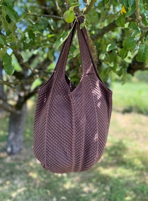 Sac Fourre-Tout Tulipe en crochet Chocolat Bohème Chic Plage Summer Vibes qualité ++++ 