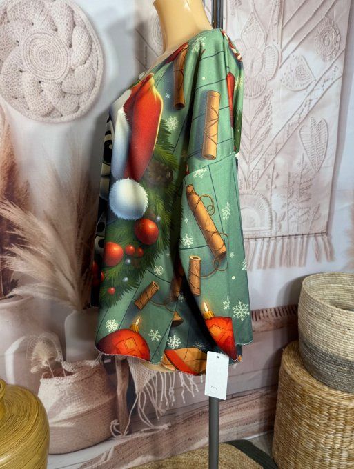 Top manches longues vert Mon adorable Dalmatien doublé fine polaire du 40 au 54/56  