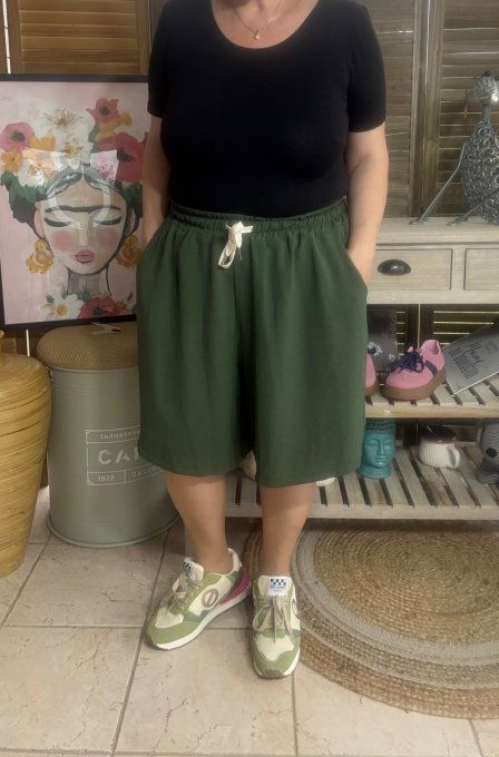 Short long / bermuda court kaki confort & douceur ++++ du 38 au 52 