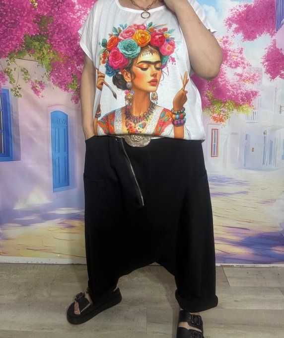 Sarouel ample Punto Milano noir fermeture asymétrique extensible +++ du 40 au 50/52 