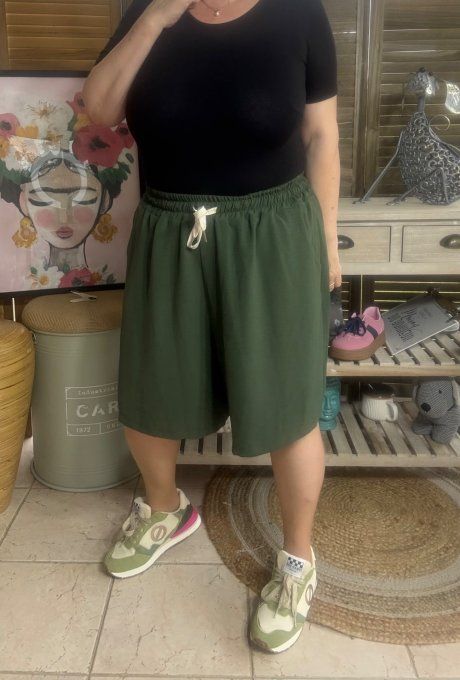 Short long / bermuda court kaki confort & douceur ++++ du 38 au 52 