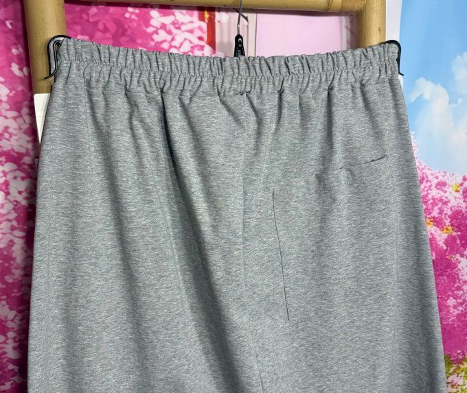 Sarouel ample Punto Milano gris chiné fermeture asymétrique extensible +++ du 40 au 50/52