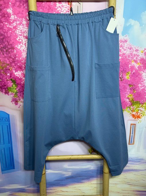 Sarouel ample Punto Milano Bleu Jeans fermeture asymétrique extensible +++ du 40 au 50/52 