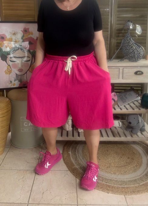 Short long / bermuda court fuschia confort & douceur ++++ du 38 au 52 