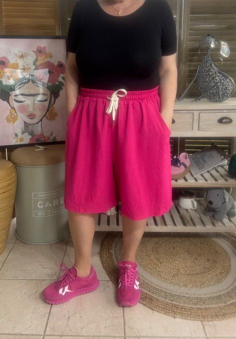 Short long / bermuda court fuschia confort & douceur ++++ du 38 au 52 