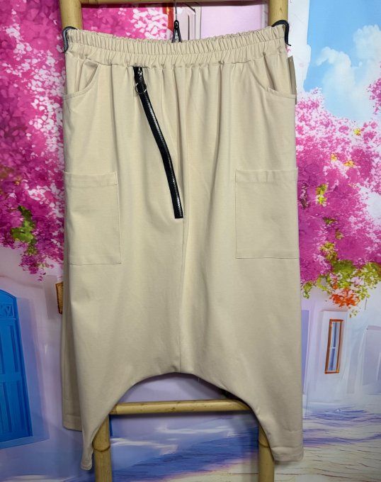 Sarouel ample Punto Milano beige fermeture asymétrique extensible +++ du 40 au 50/52