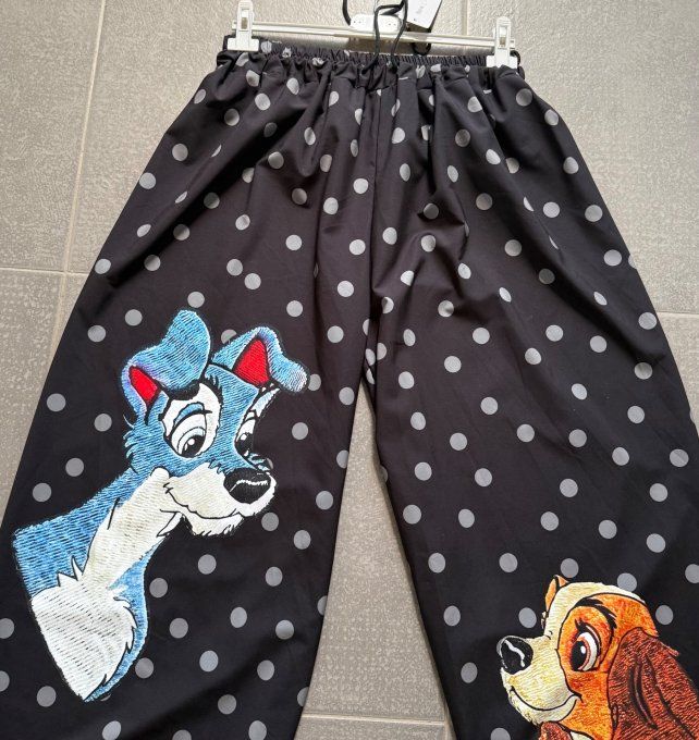 Pantalon boule "Aladin" cuisses bouffantes noir pois Kaki La Belle et le Clochard  du 38 au 50