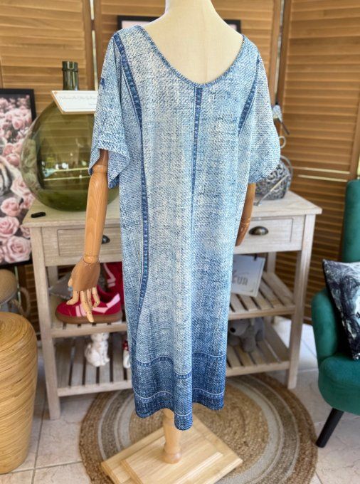 Robe mi-longue effet jeans délavé chat Be Happy Every Single Day du 42 au 50/52