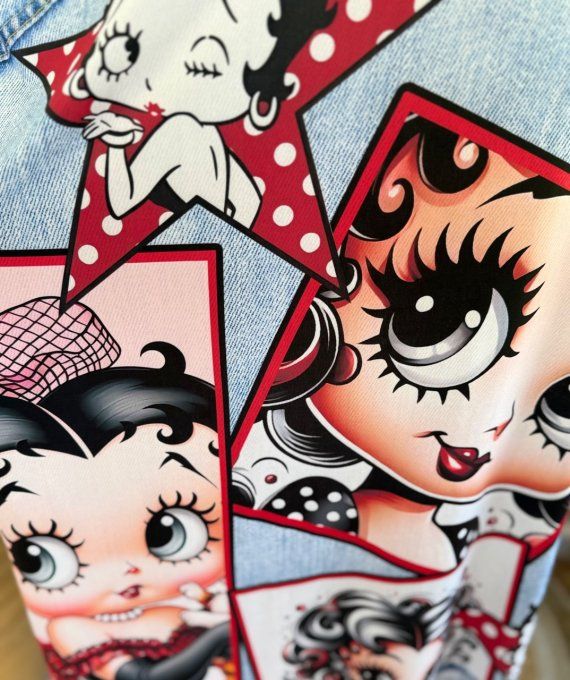 Robe longue effet jeans délavé Betty Boop Potraits du 40 au 50/52