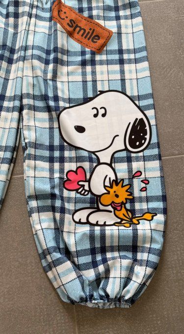Pantalon boule "Aladin" cuisses bouffantes Tartan carreaux bleus Snoopy du 38 au 50