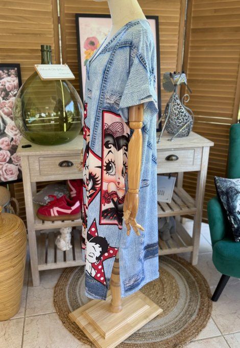 Robe longue effet jeans délavé Betty Boop Potraits du 40 au 50/52
