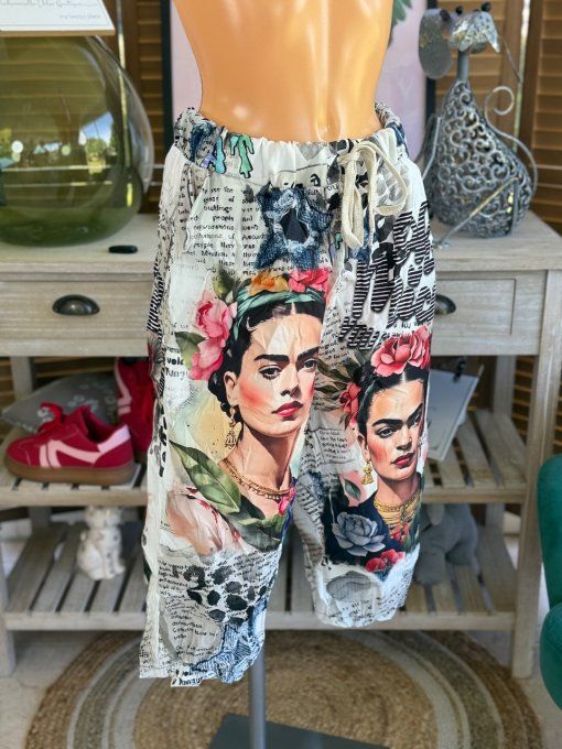 pantacourt (dit magique) multicolore Viva Frida Kahlo confort ++++ du 40 au 50/52
