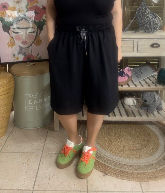 Short long / bermuda court noir confort & douceur ++++ du 38 au 52