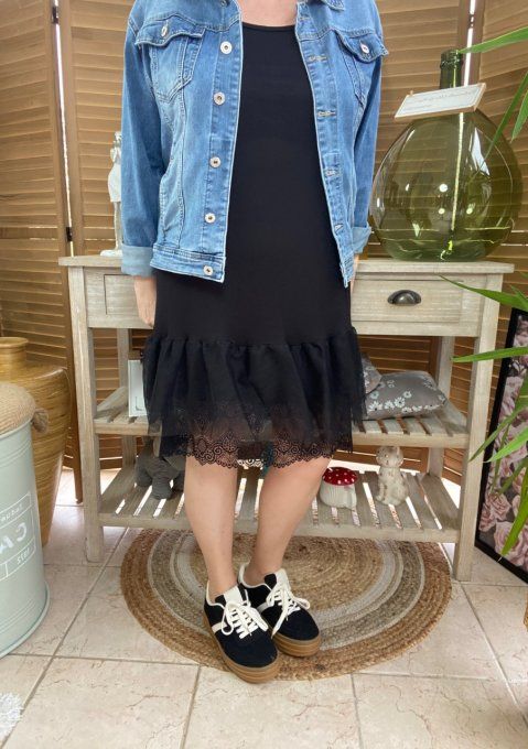 Fond de robe BIS noir viscose et dentelle confort +++ du 40 au 50