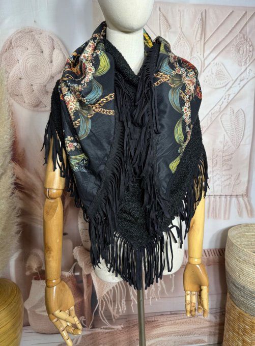 Etole triangle Gypsie Frida Kahlo polaire noire franges du 38 au 54/56 et + 