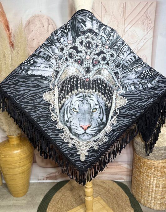 Etole triangle Le magnifique tigre blanc polaire noire franges du 38 au 54/56 et +