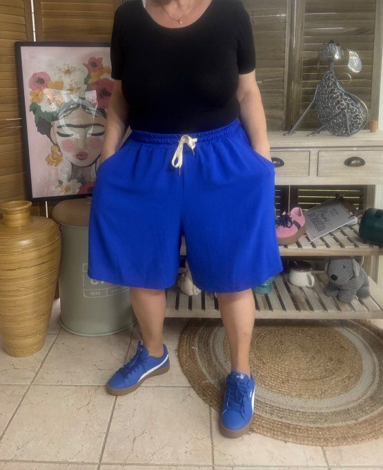 Short long / bermuda court bleu royal confort & douceur ++++ du 38 au 52 