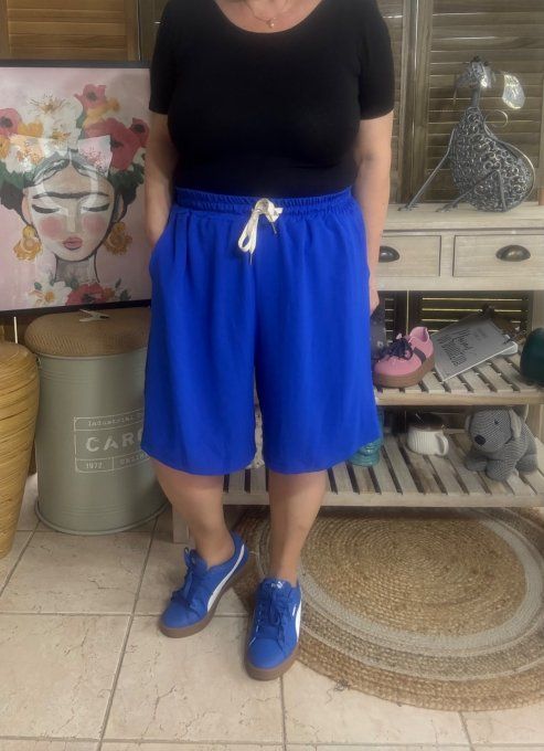 Short long / bermuda court bleu royal confort & douceur ++++ du 38 au 52 