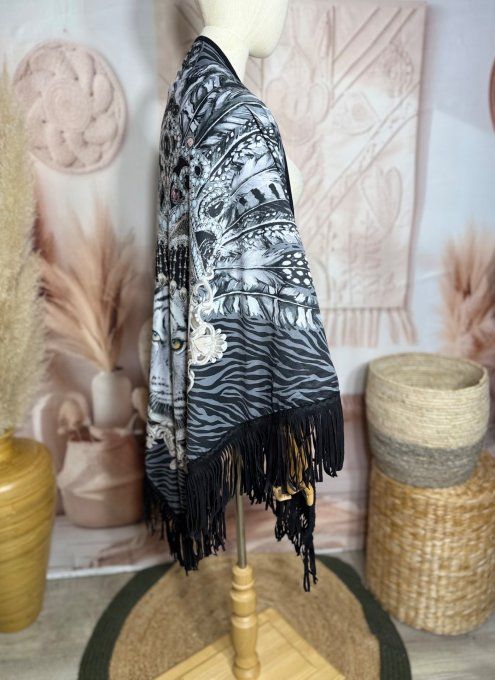 Etole triangle Le magnifique tigre blanc polaire noire franges du 38 au 54/56 et +  