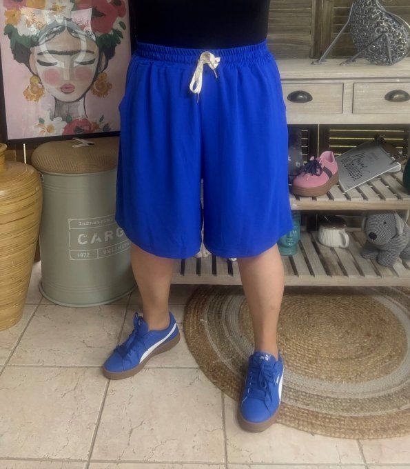Short long / bermuda court bleu royal confort & douceur ++++ du 38 au 52 