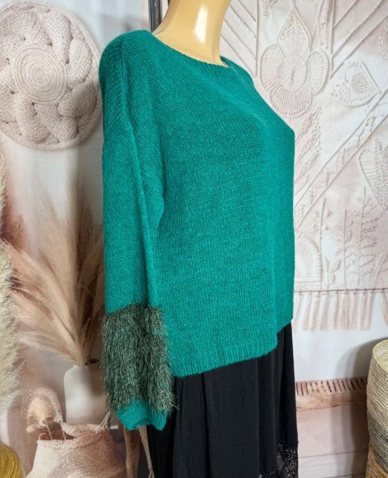 pull court vert Gucci col bateau poignets duveteux douceur +++ du 34 au 40/42