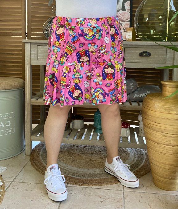 Jupe -short ample rose esprit Contes de Fée Naïf du 38 au 54