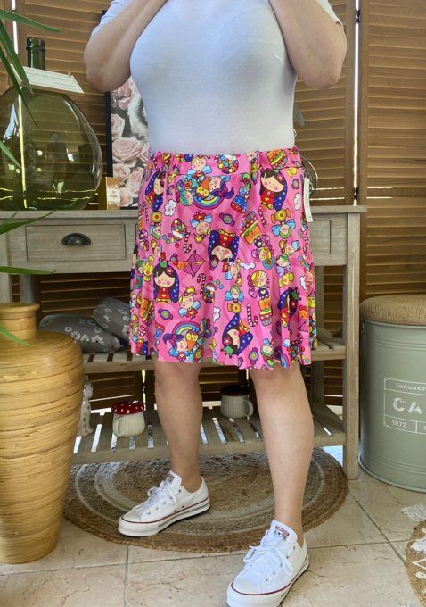 Jupe -short ample rose esprit Contes de Fée Naïf du 38 au 54