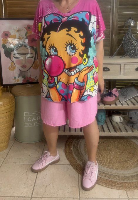Top fin ample multicolore Betty Boop Bubble Girl du 40 au 52