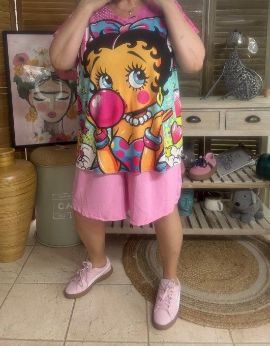 Top fin ample multicolore Betty Boop Bubble Girl du 40 au 52