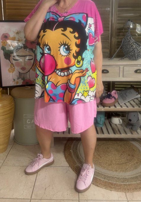 Top fin ample multicolore Betty Boop Bubble Girl du 40 au 52