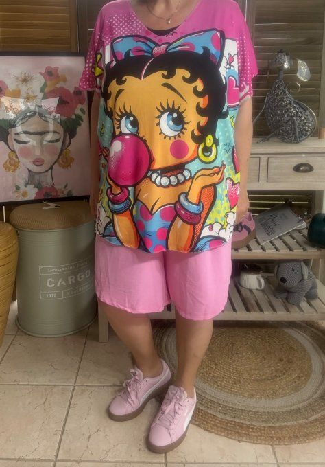 Top fin ample multicolore Betty Boop Bubble Girl du 40 au 52