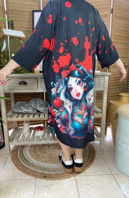 Robe trapèze ou tunique longue noire Blanche-Neige Tattoo Girl du 40 au 48 