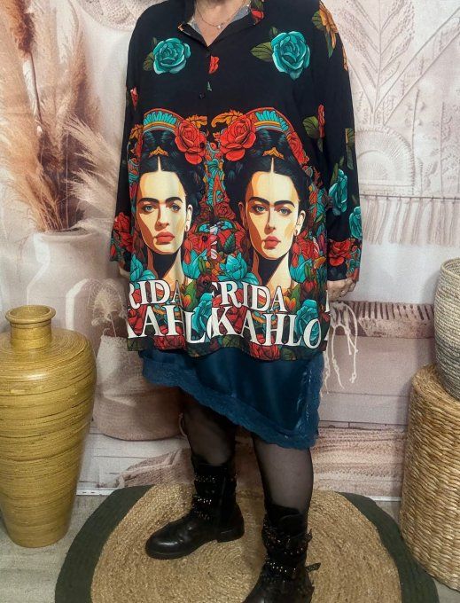 Chemise ample noire Portraits de Frida Kahlo du 42 au 50/52