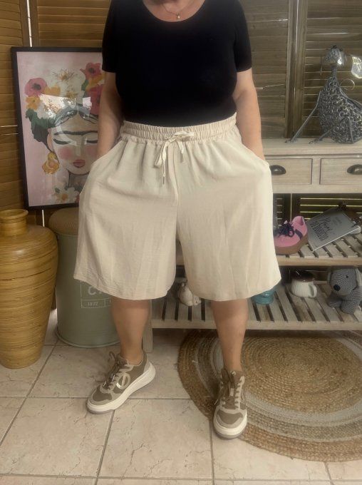 Short long / bermuda court beige confort & douceur ++++ du 38 au 52 