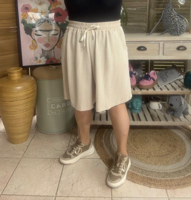 Short long / bermuda court beige confort & douceur ++++ du 38 au 52 
