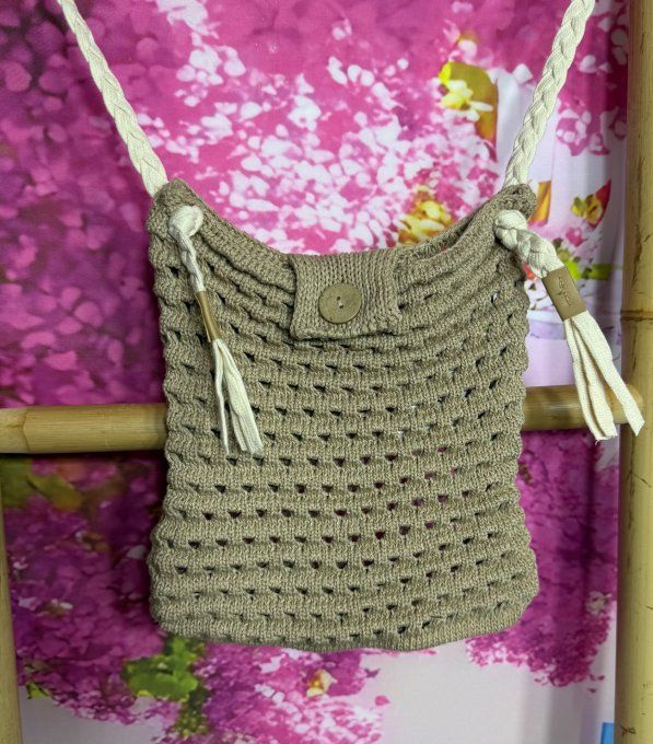 Sac pochette maille crochetée Camel Bohème Chic Plage Summer Vibes qualité ++++ 