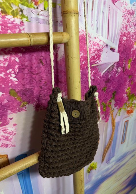 Sac pochette maille crochetée Chocolat Bohème Chic Plage Summer Vibes qualité ++++