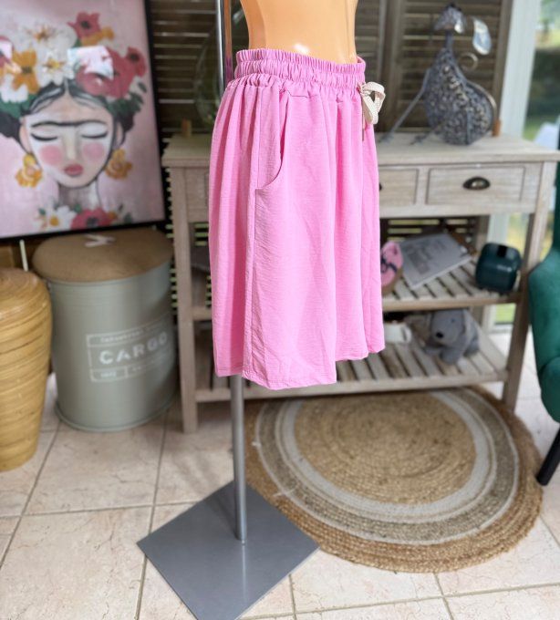 Short long / bermuda court rose poudré confort & douceur ++++ du 38 au 52  