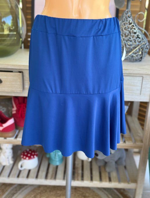 Jupe -short ample bleu royal stretch ++++ du 38 au 54   