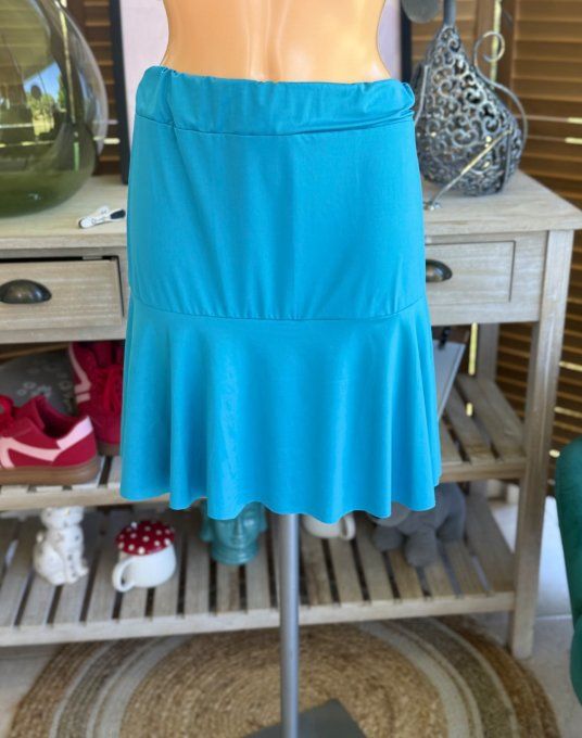 Jupe -short ample bleu cyan stretch ++++ du 38 au 54 