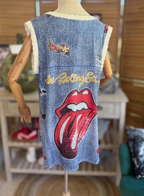 Top débardeur trapèze effet jeans délavé The Rolling Stones du 40 au 52  