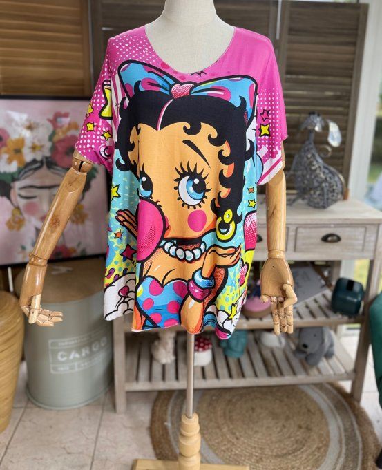 Top fin ample multicolore Betty Boop Bubble Girl du 40 au 52