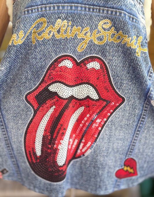 Top débardeur trapèze effet jeans délavé The Rolling Stones du 40 au 52  