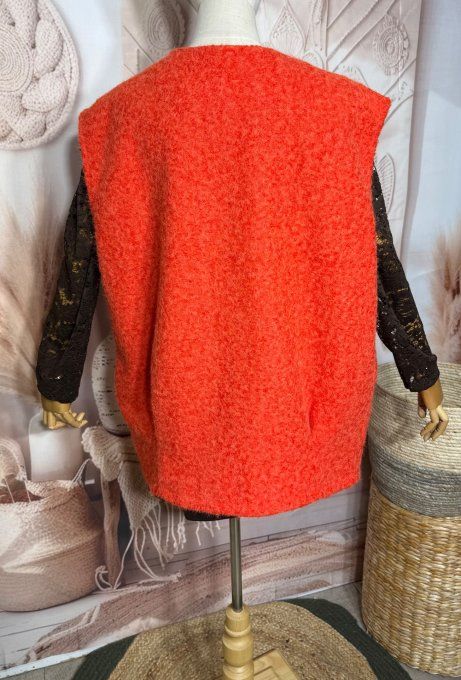 Veste sans manches façon laine bouillie orangé chiné du 40 au 50/52 