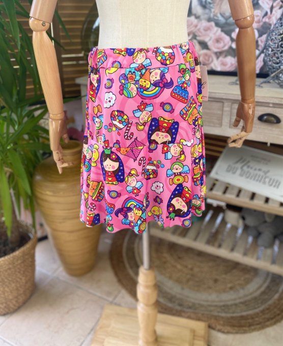Jupe -short ample rose esprit Contes de Fée Naïf du 38 au 54